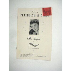 Ella Logan Maggie Playhouse Stars 1958 Harrisburg Theatre Ticket Show Program